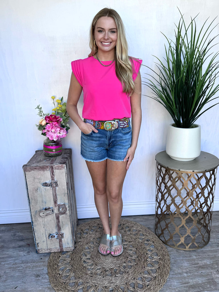 CROP PINTUCK TOP WITH SHOULDER DETAIL – Runway Boutique MS