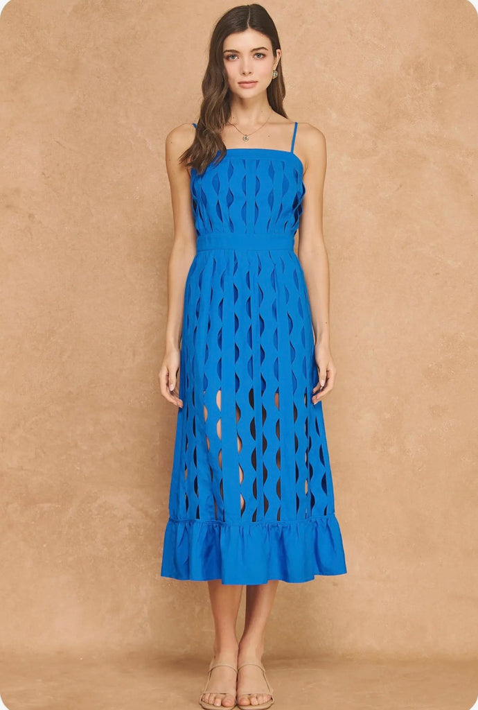 runway midi sleeveless dresses WAVE DETAIL DRESS – Boutique MS Allover Pleating Raquel Bea Peasant Maxi Colour: WHITE BASED FLORAL PRINT color:MULTICOLOR - MULTI COLOR