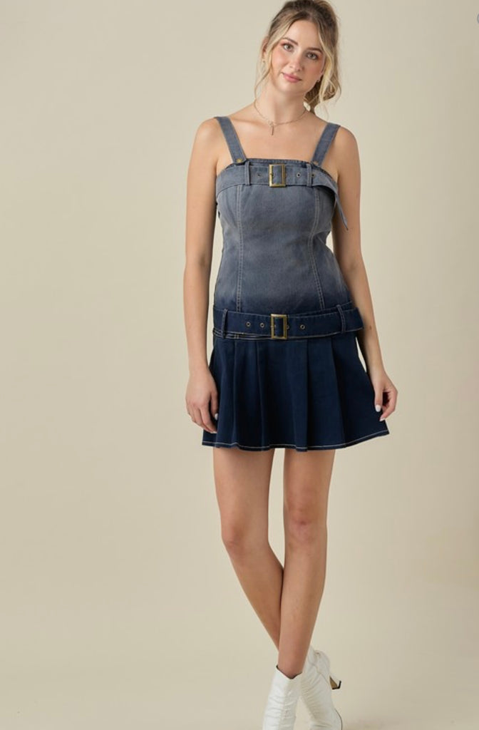 DROP WAIST BELTED DENIM DRESS – Runway Boutique MS
